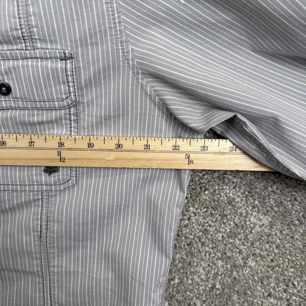 Fox Racing‎ Night Grooves Long Sleeve Woven Shirt Men's Size Large Gray Striped - Picture 7 of 9